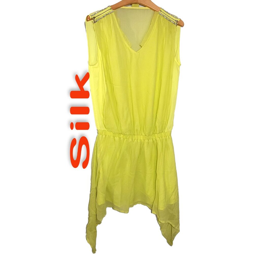 Women's 100% Silk Size M Short Sleeve Dress SDK356